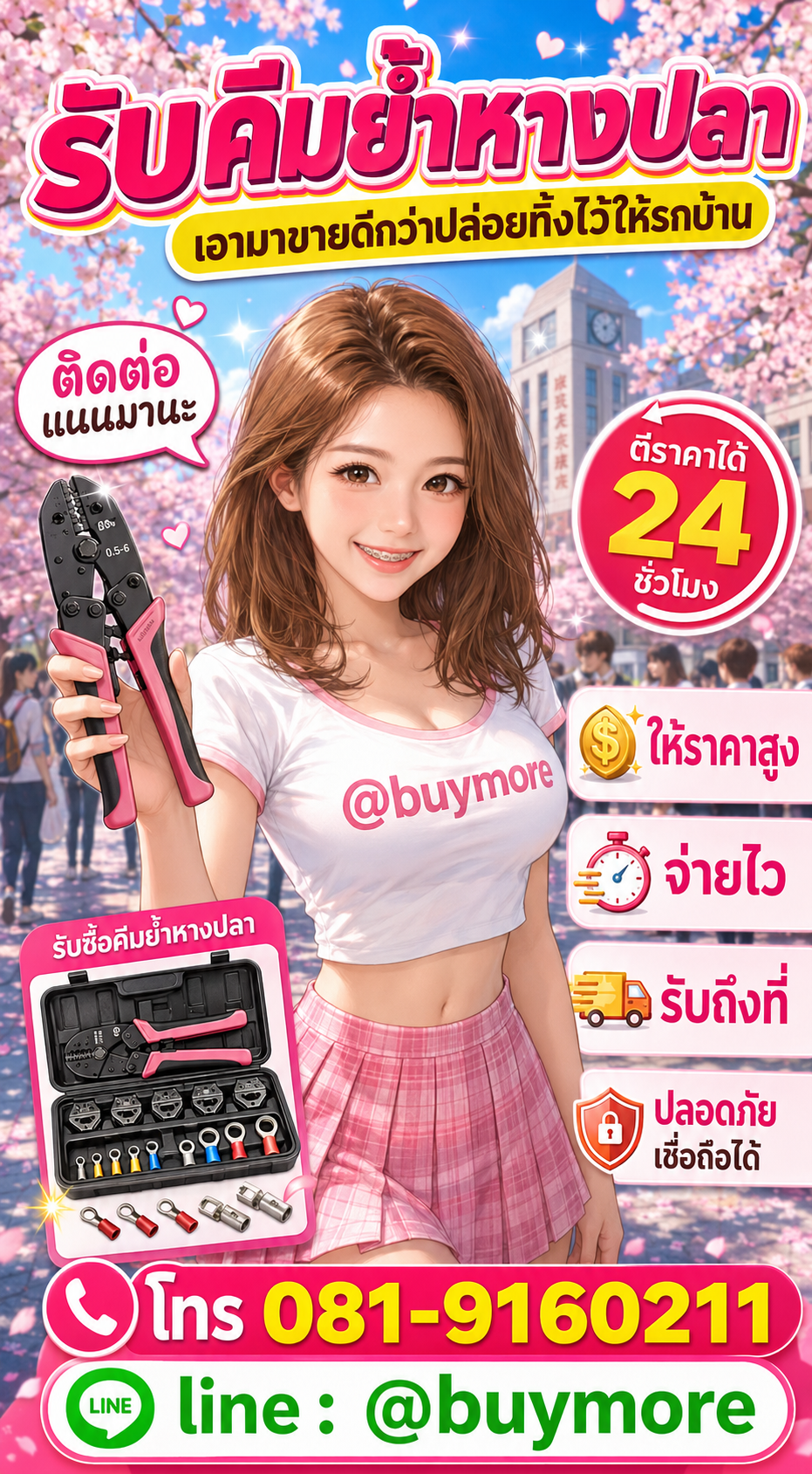 รับซื้อคีมย้ำหางปลา Buymore.in.th ติดต่อประเมินราคา 24 ชั่วโมง