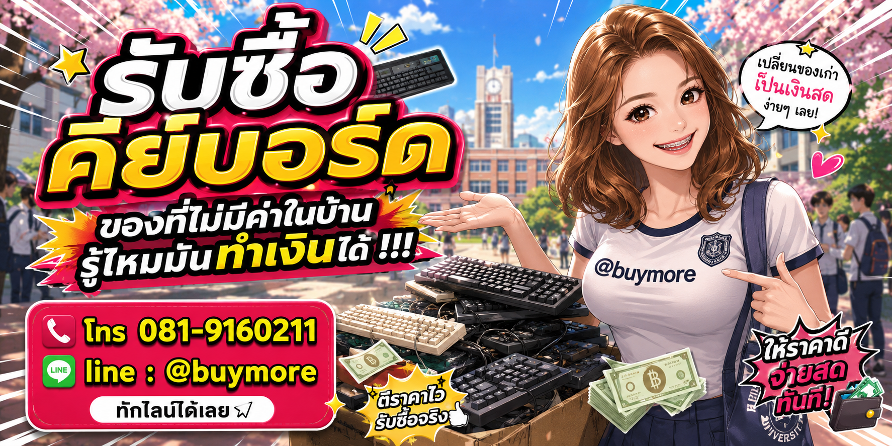 รับซื้อคีย์บอร์ด จำนวนมาก รับซื้อเหมา รับซื้อประมูล โดย Buymore.in.th