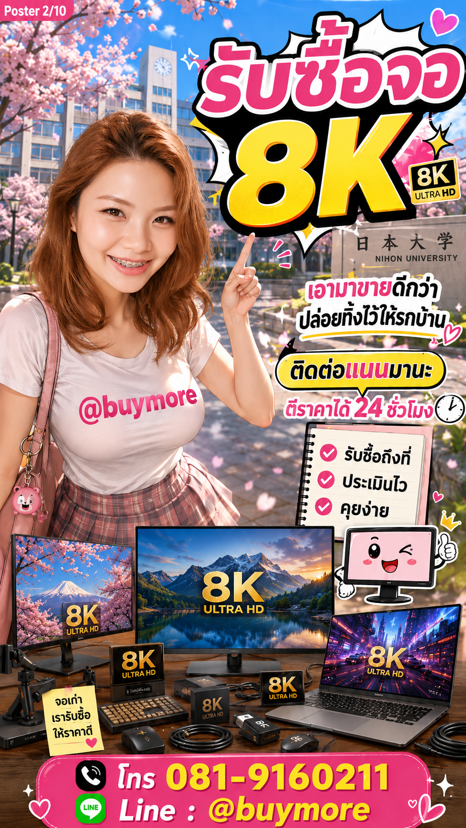 รับซื้อจอ 8k Buymore.in.th ติดต่อประเมินราคา 24 ชั่วโมง