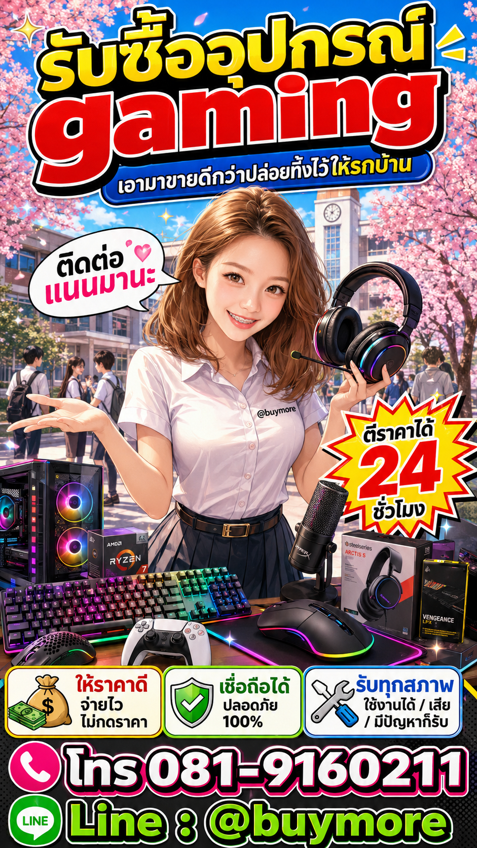รับซื้ออุปกรณ์ gaming Buymore.in.th ติดต่อประเมินราคา 24 ชั่วโมง