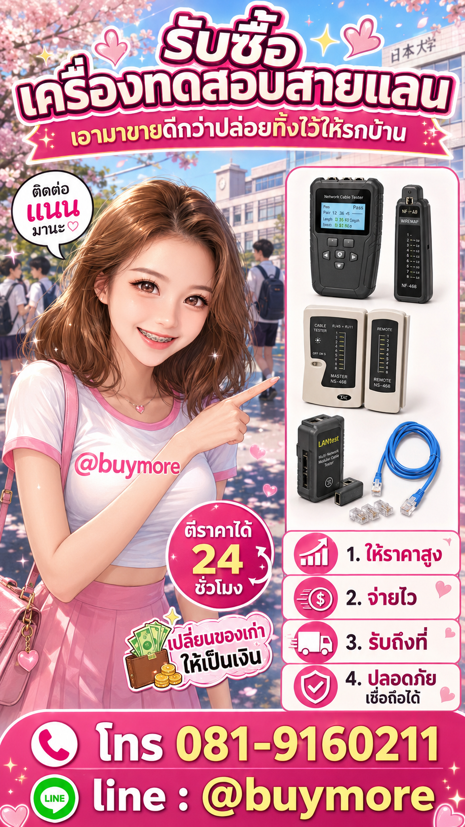 รับซื้อเครื่องทดสอบสายแลน Buymore.in.th ติดต่อประเมินราคา 24 ชั่วโมง