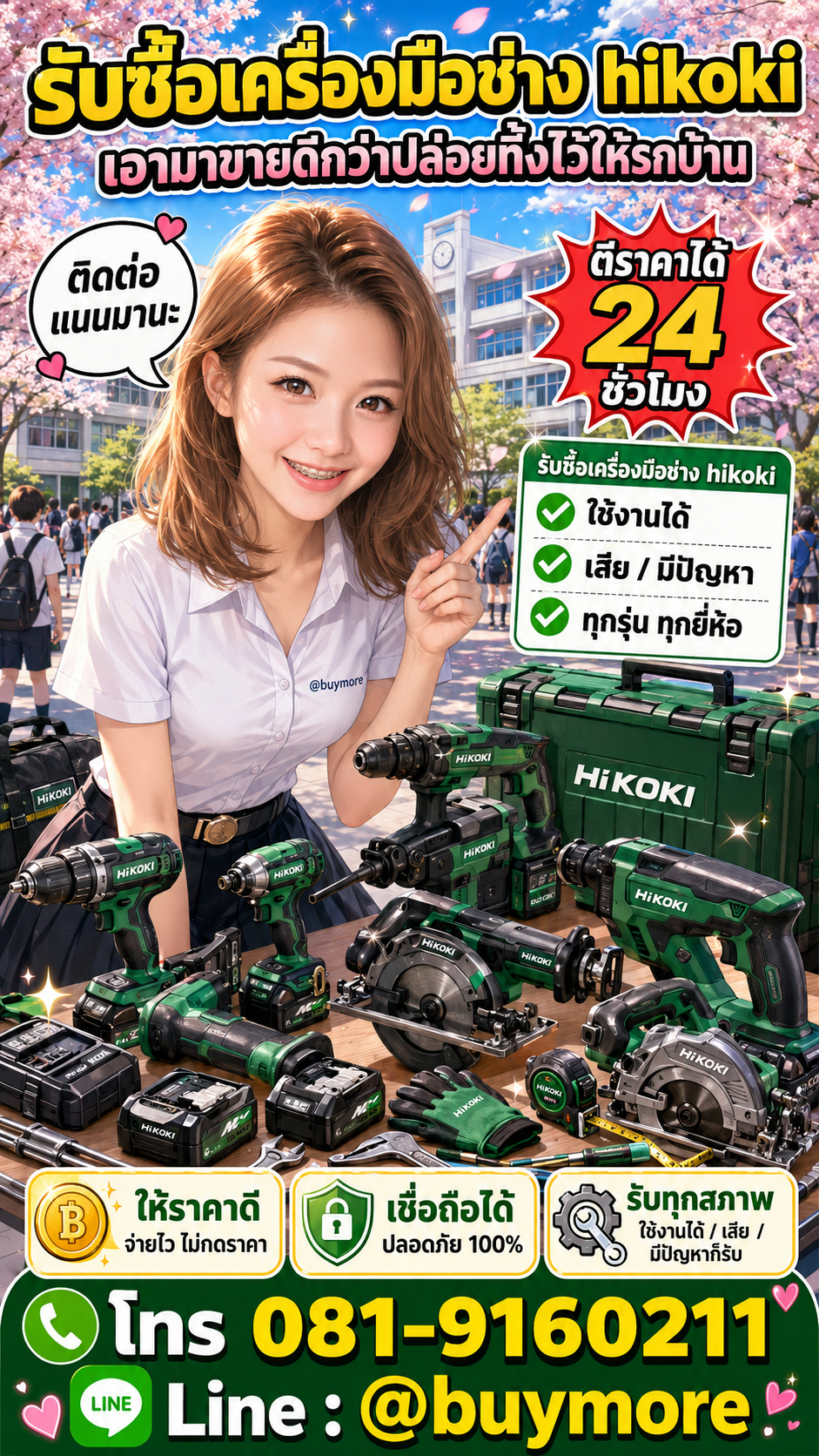 รับซื้อเครื่องมือช่าง Hikoki Buymore.in.th ติดต่อประเมินราคา 24 ชั่วโมง