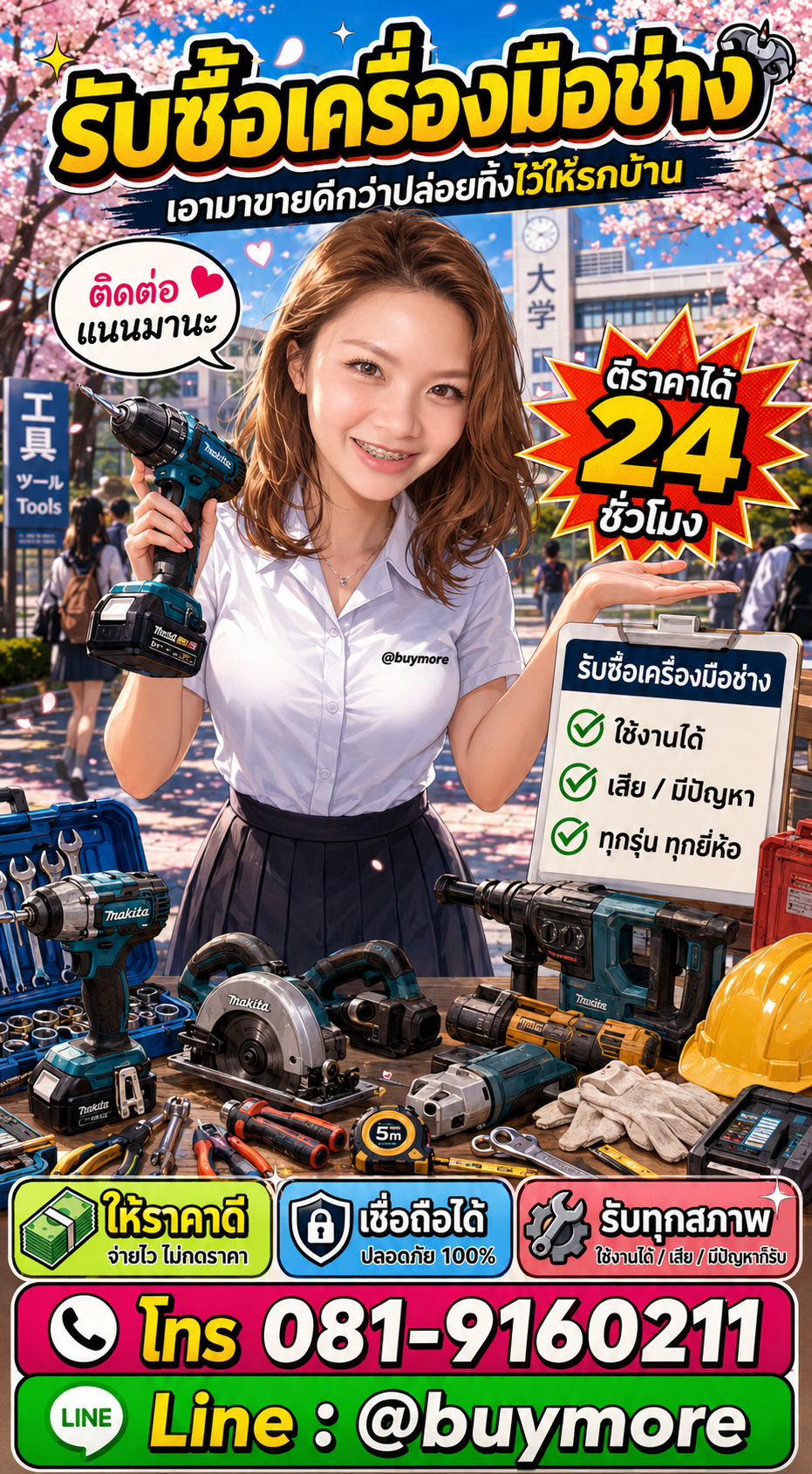 รับซื้อเครื่องมือช่าง Buymore.in.th ติดต่อประเมินราคา 24 ชั่วโมง