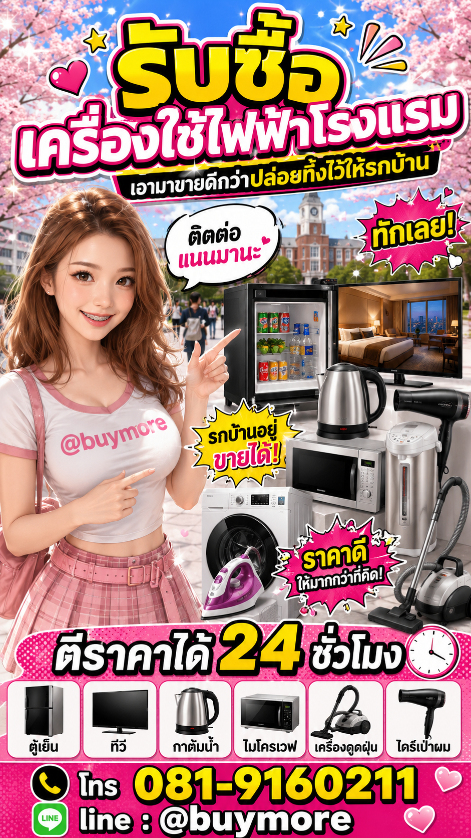 รับซื้อเครื่องใช้ไฟฟ้าโรงแรม Buymore.in.th ติดต่อประเมินราคา 24 ชั่วโมง