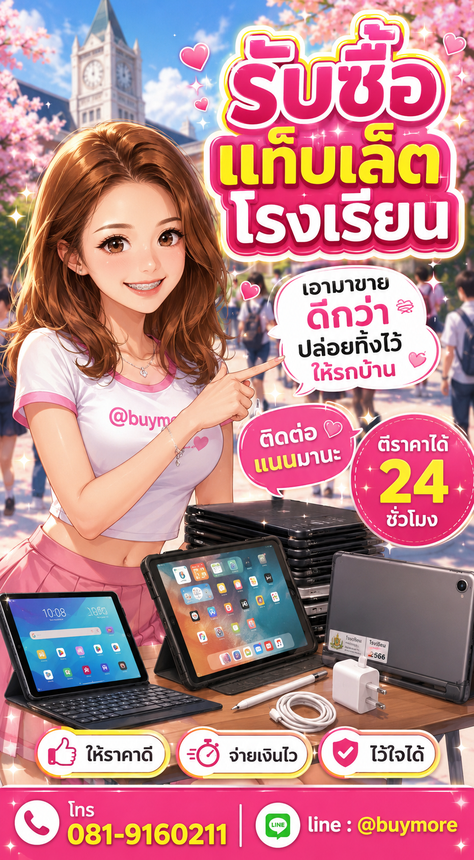 รับซื้อ แท็บเล็ตโรงเรียน มือสอง Buymore.in.th ติดต่อประเมินราคา 24 ชั่วโมง