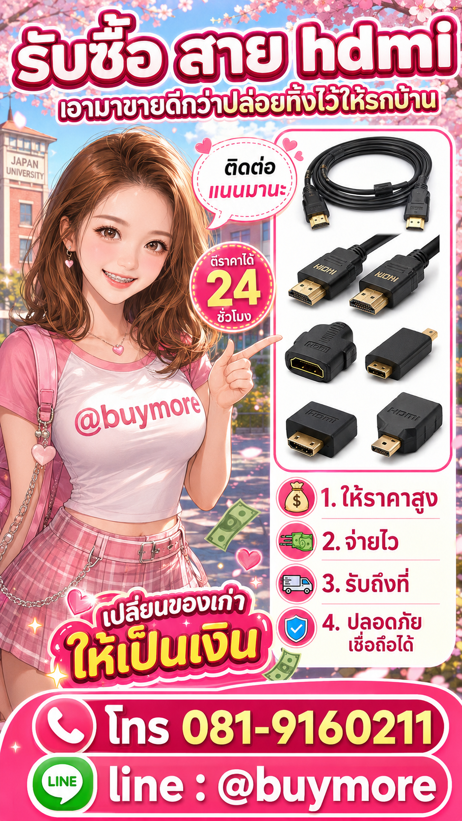 รับซื้อสาย hdmi Buymore.in.th ติดต่อประเมินราคา 24 ชั่วโมง