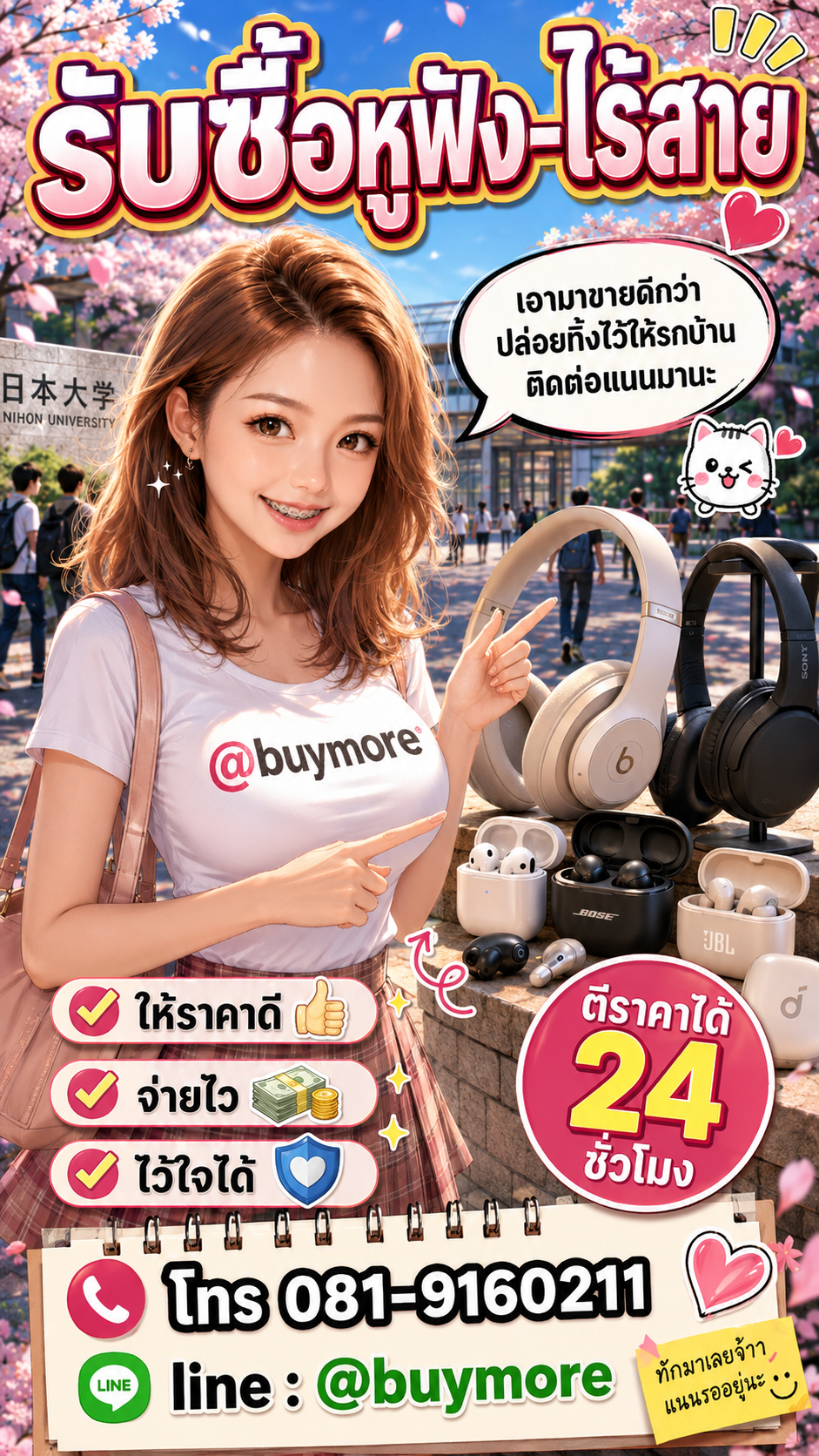 รับซื้อหูฟัง ไร้สาย Buymore.in.th ติดต่อประเมินราคา 24 ชั่วโมง
