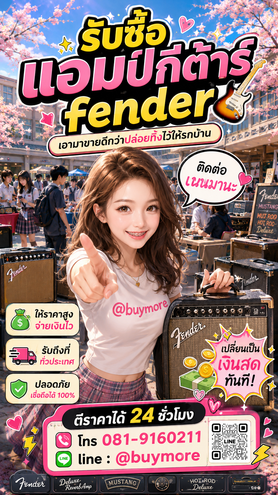 รับซื้อแอมป์กีต้าร์ fender Buymore.in.th ติดต่อประเมินราคา 24 ชั่วโมง
