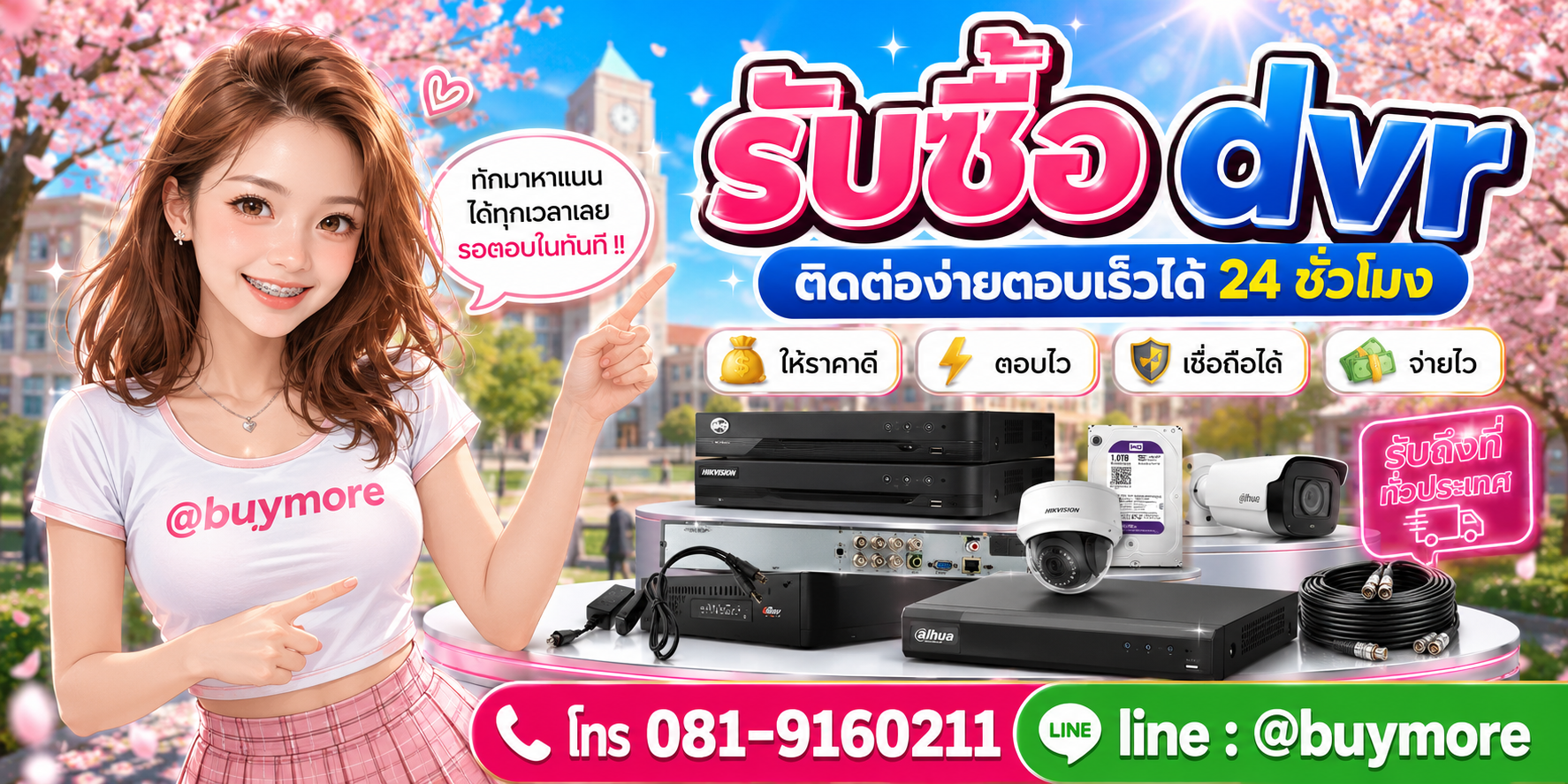 รับซื้อกล้อง dvr ติดต่อ Buymore 24 ชั่วโมง โทร 081-9160211 LINE @buymore