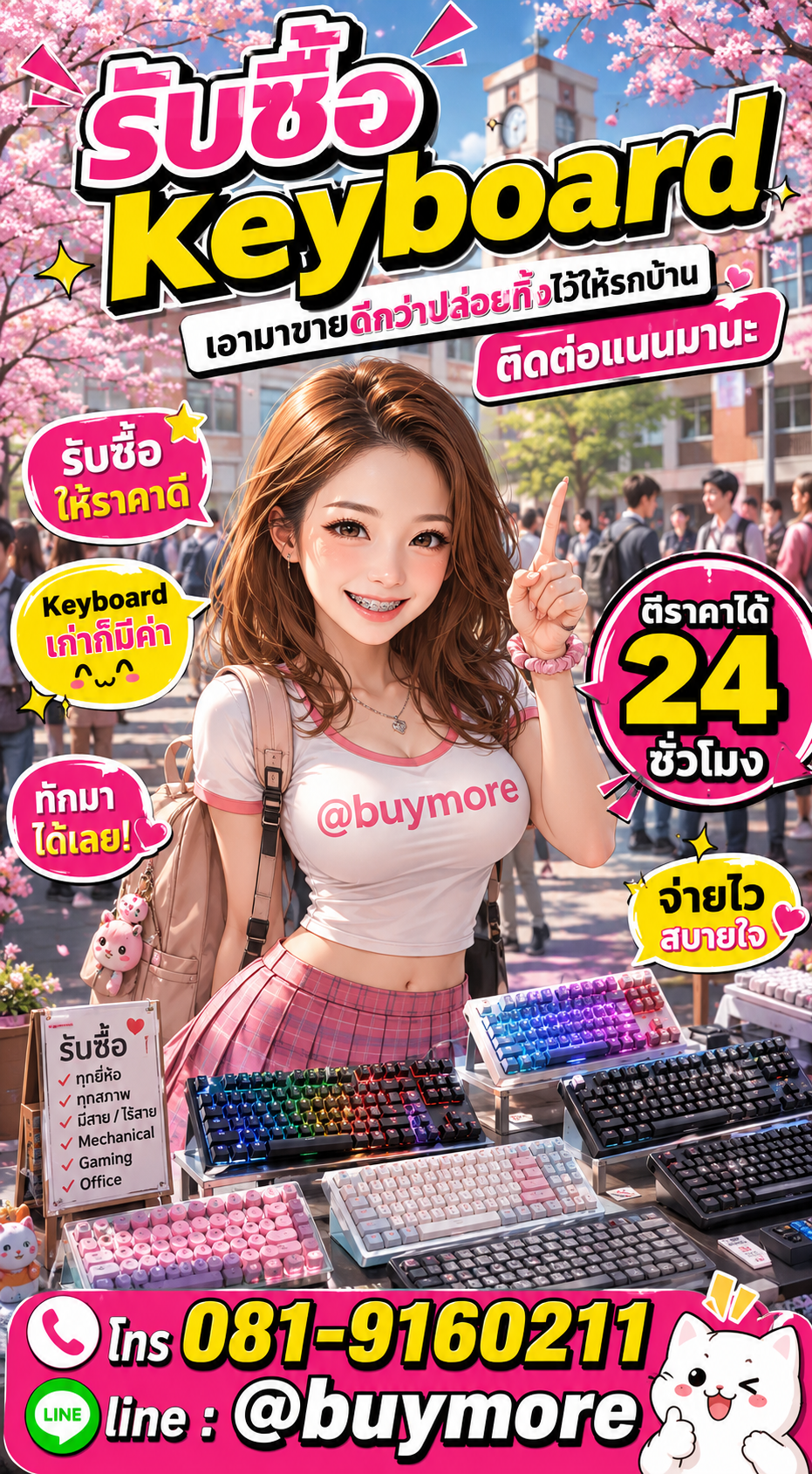 รับซื้อkeyboard มือสอง เก่า เสีย Buymore.in.th ติดต่อ LINE @buymore โทร 081-9160211