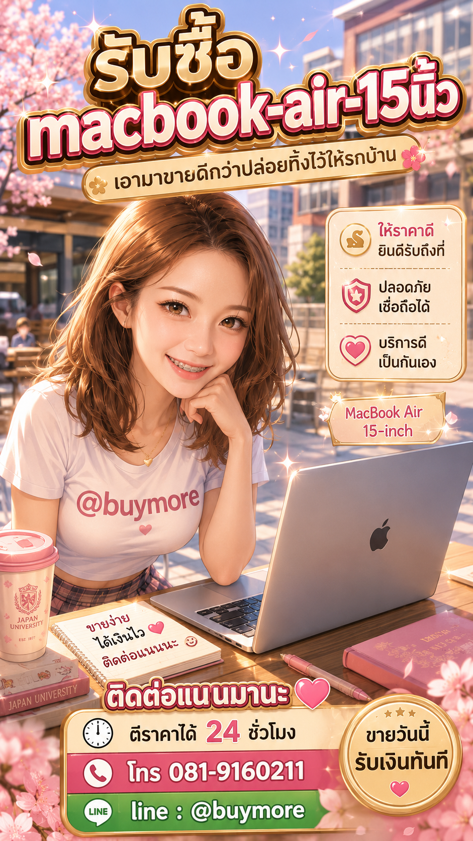 รับซื้อ macbook air 15นิ้ว มือสอง Buymore.in.th