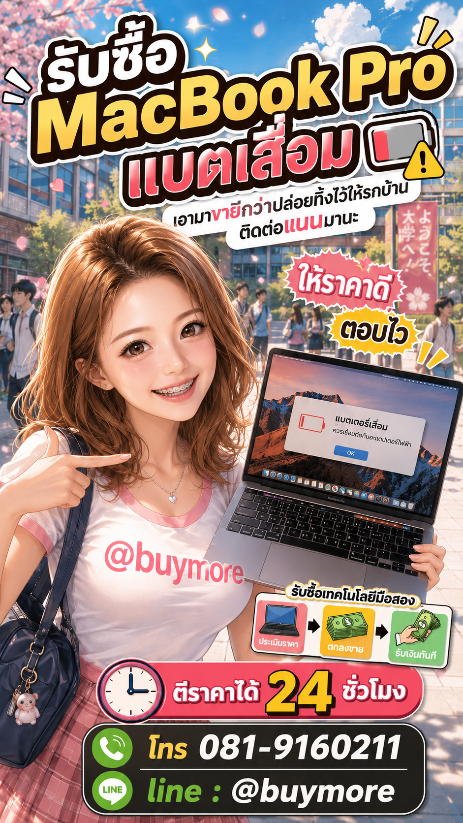 รับซื้อ macbook pro แบตเสื่อมมือสอง Buymore.in.th