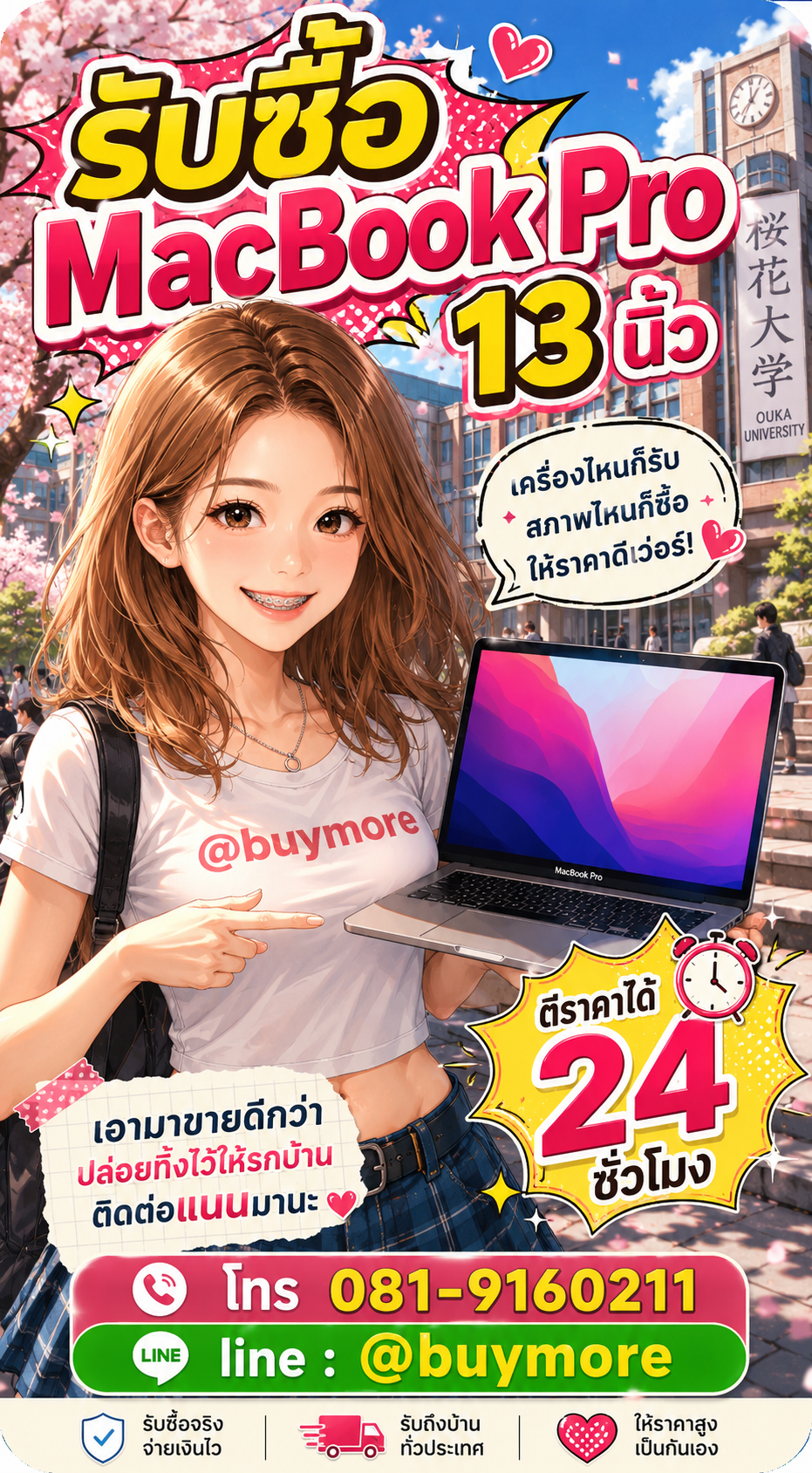 รับซื้อ macbook pro 13นิ้ว มือสอง Buymore.in.th