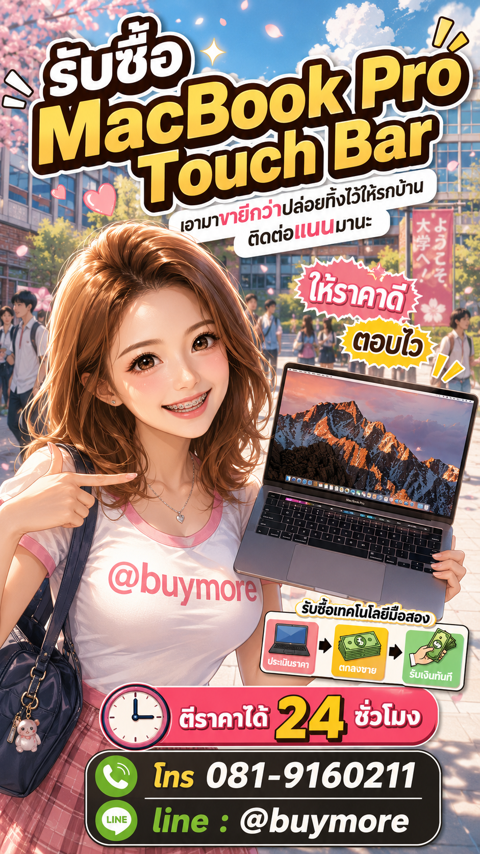 รับซื้อ macbook pro touchbar มือสอง Buymore.in.th