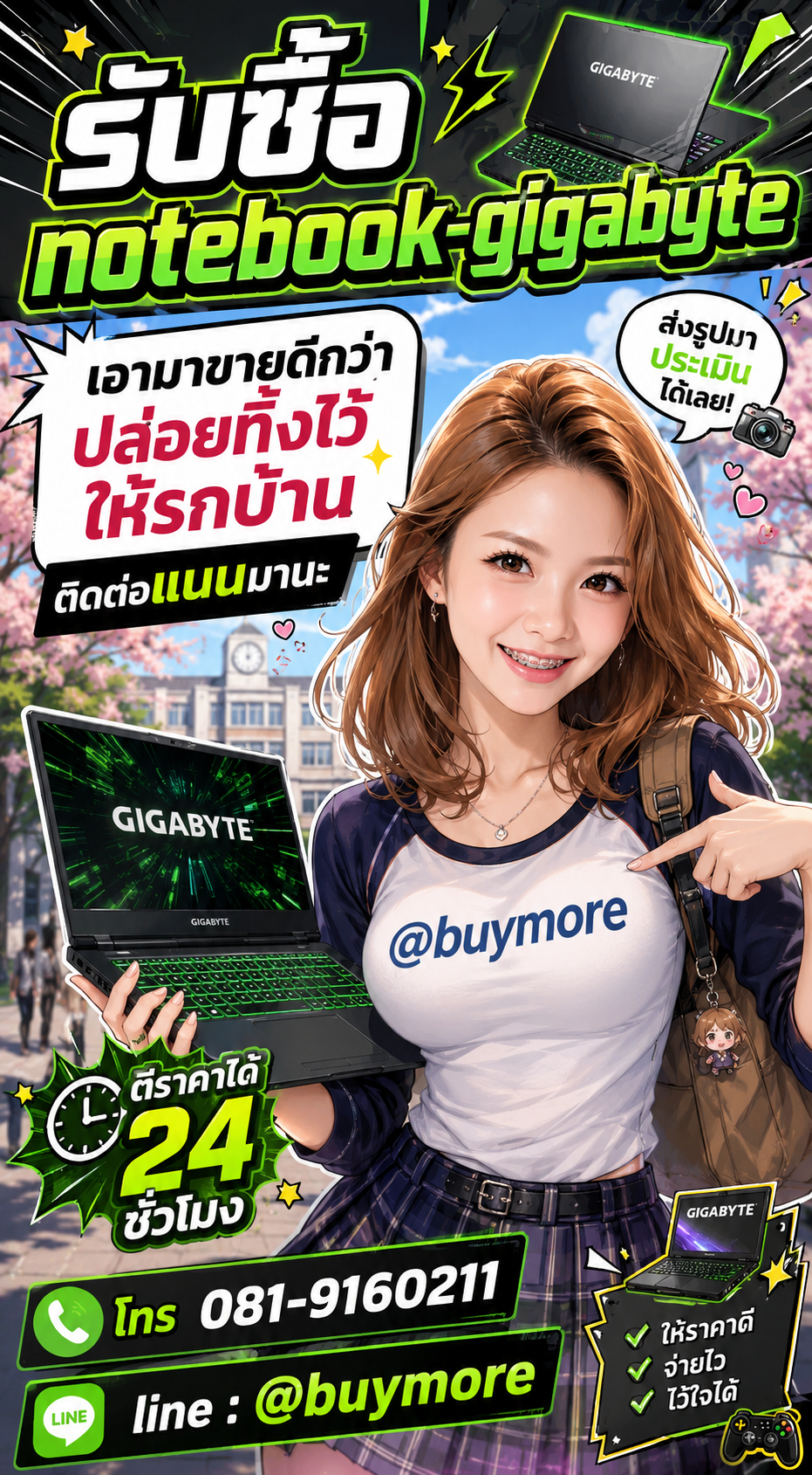 รับซื้อnotebook gigabyte Buymore.in.th ติดต่อประเมินราคา 24 ชั่วโมง