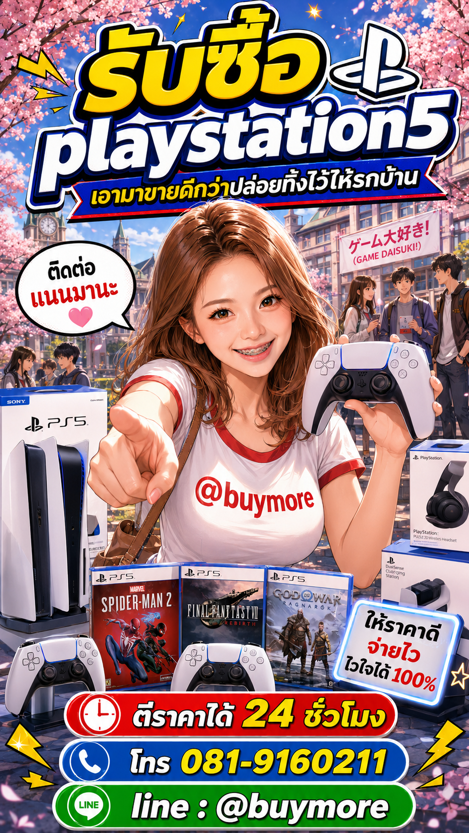 รับซื้อplaystation5 Buymore.in.th ติดต่อประเมินราคา 24 ชั่วโมง