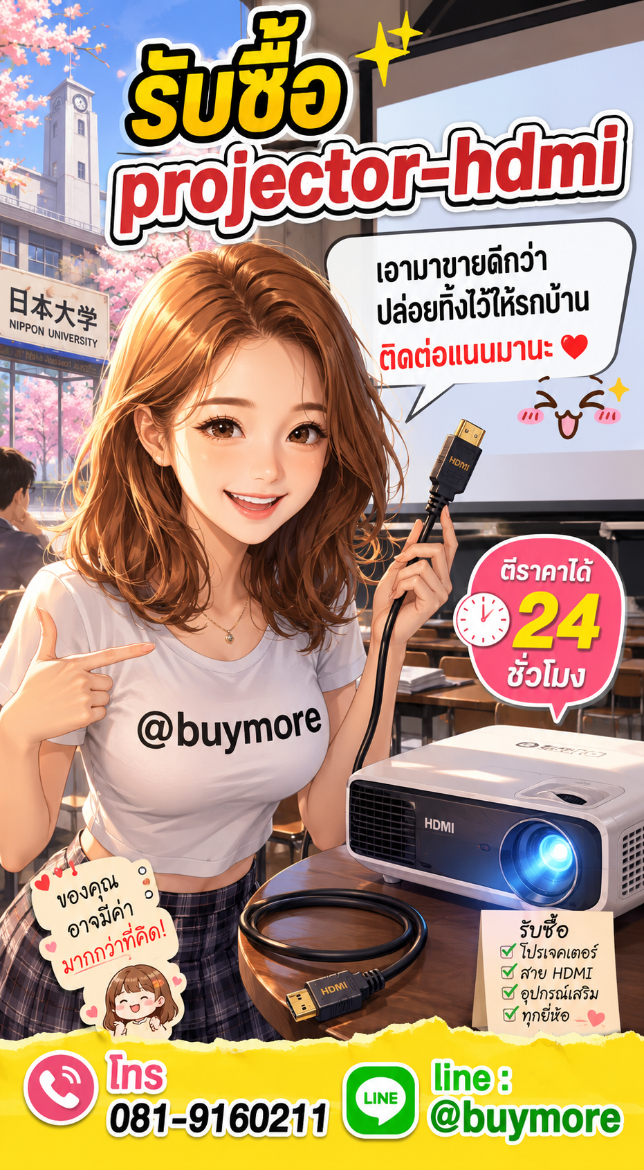 รับซื้อprojector HDMI Buymore.in.th ติดต่อประเมินราคา 24 ชั่วโมง