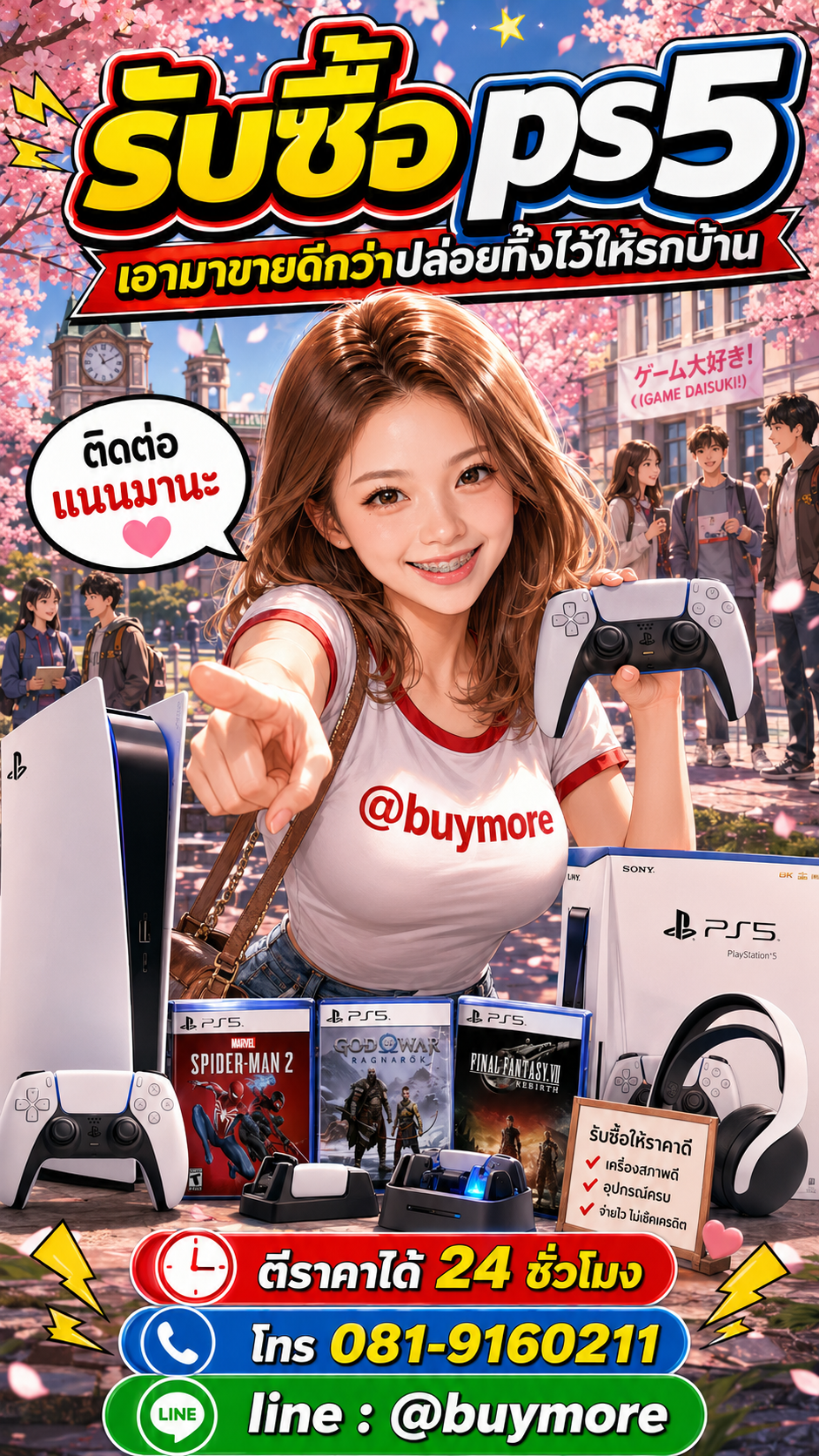 รับซื้อps5 Buymore.in.th ติดต่อประเมินราคา 24 ชั่วโมง