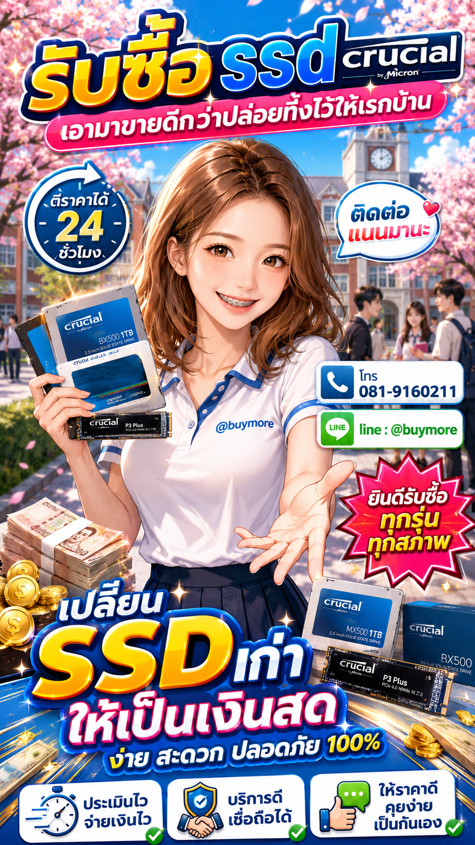 รับซื้อ ssd crucial Buymore.in.th ติดต่อประเมินราคา 24 ชั่วโมง